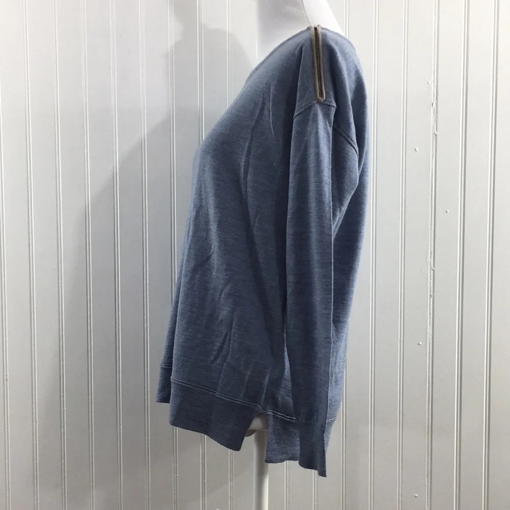 J. Crew Gray Merino Wool Shoulder Zip‎ Sweater Womens XS Pullover - Picture 4 of 11